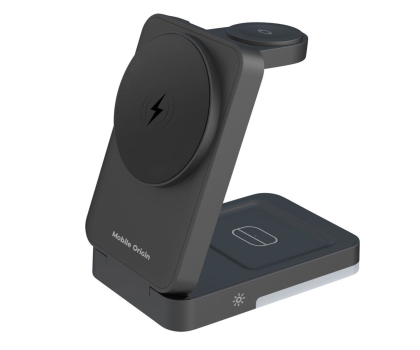 Ładowarka i akumulator Mobile Origin 3in1 Foldable Charging Stand with light,  PW28, black